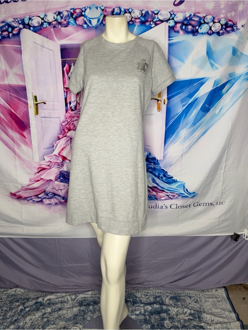 Juicy Couture Heather Grey Short-Sleeve Mini Dress